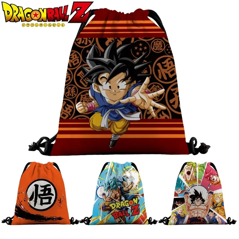Mochila de gran capacidad con cordón, bolsa de almacenamiento de dibujos animados de Dragon Ball, Goku, Anime, baloncesto, nailon ligero, regalo