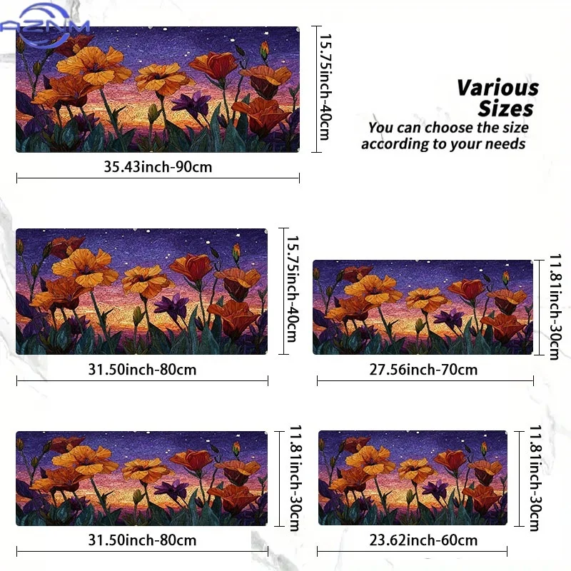 Flower Sunset Rubber Mouse Pad, Multiple Specifications Available, Stylized Artwork Design, Ideal for Programmers & Gamers, Perf