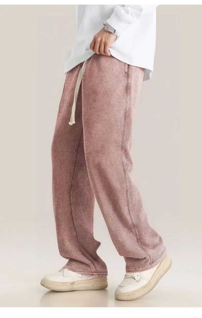 400G Retro Snow Pants Men Women Unisex - High Waist Loose Straight Leg Joggers Casual Athletic Sweatpants Trendy Streetwear