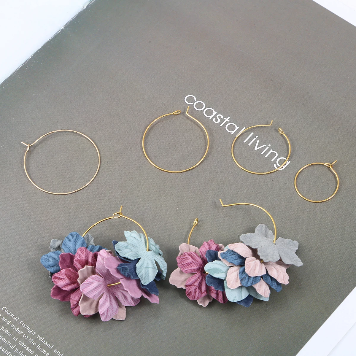 

50pcs Hoops Earrings Kit 20-35mm Gold & Silver Colors Big Circle Ear Wire for DIY Jewelry Making