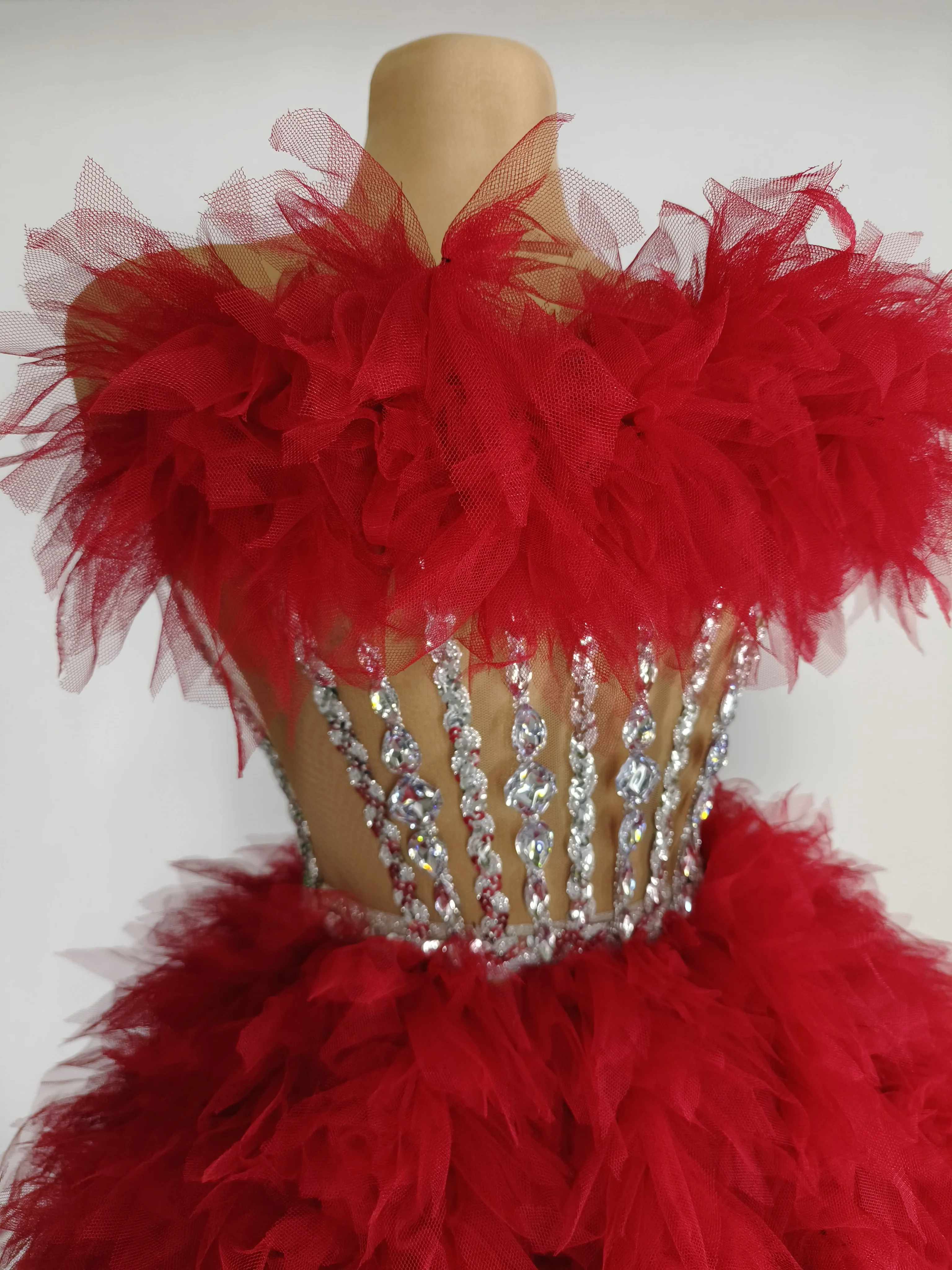 Ensemble haut et jupe sexy en dentelle, robe rose tendance, fête d\'anniversaire, club dragqueen 303, performance B176