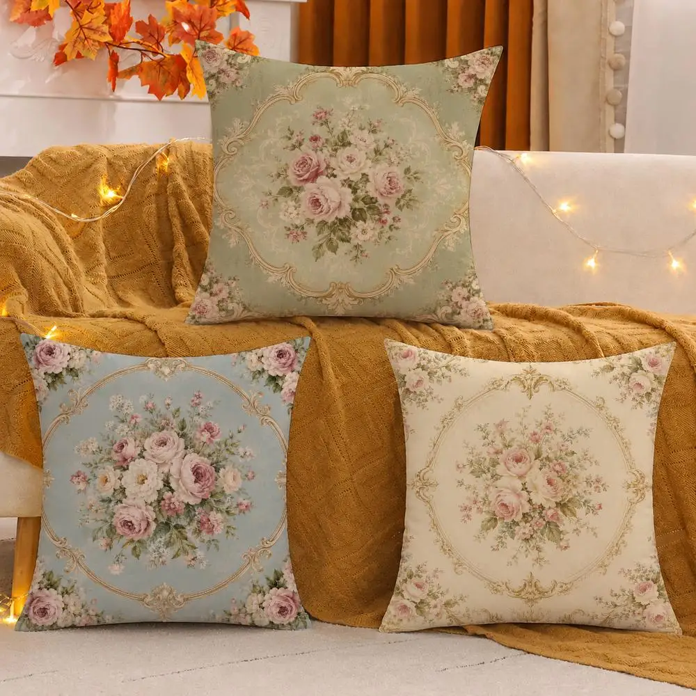 Vintage Floral Frame Decor Cushion Cover Pillow Case plush Double-sided Print Square Covers Sofa Home Cushion