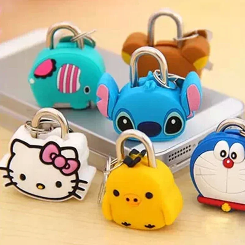 Padlock Stainless Steel locks for lockers Anti-theft Luggage Lock Creative Cute Silicone Cartoon Doll Padlock for Handbag