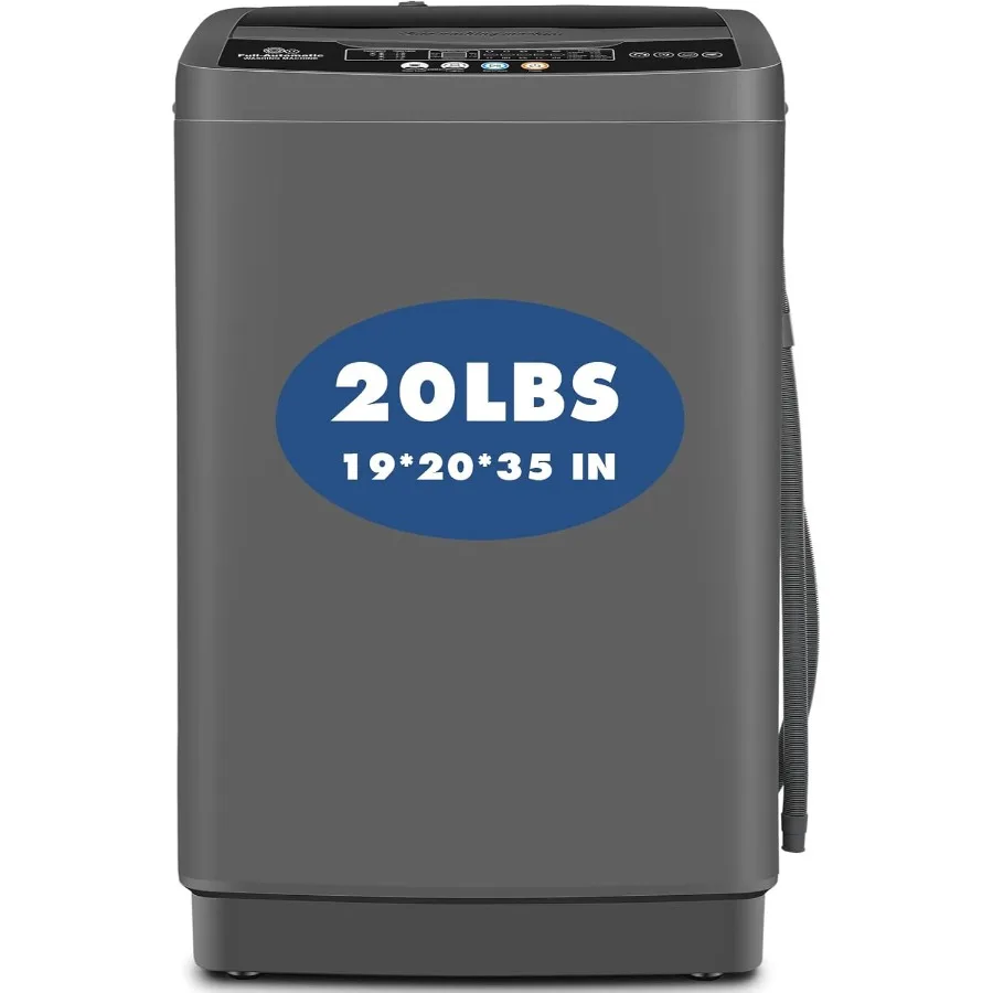 

Portable Washing Machine 20Lbs Capacity Full-Automatic Compact Laundry Machine with 2.8Cu.ft Volume Built-in Drain Pump 10 Wash