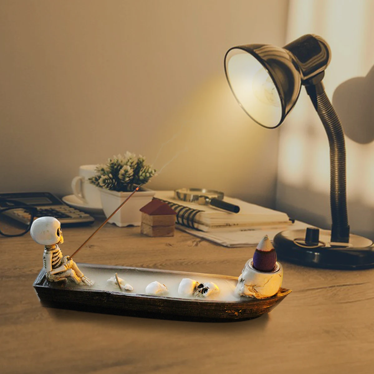 مجموعة مكونة من 3 قطع من قوارب البخور على شكل جمجمة مصنوعة من الراتنج، قوارب بخور الهالوين، ديكور منزلي لموقد البخور مناسب للعلاج العطري/اليوجا/المنزل/الغرفة/ديكور المكتب هدية عيد الحب