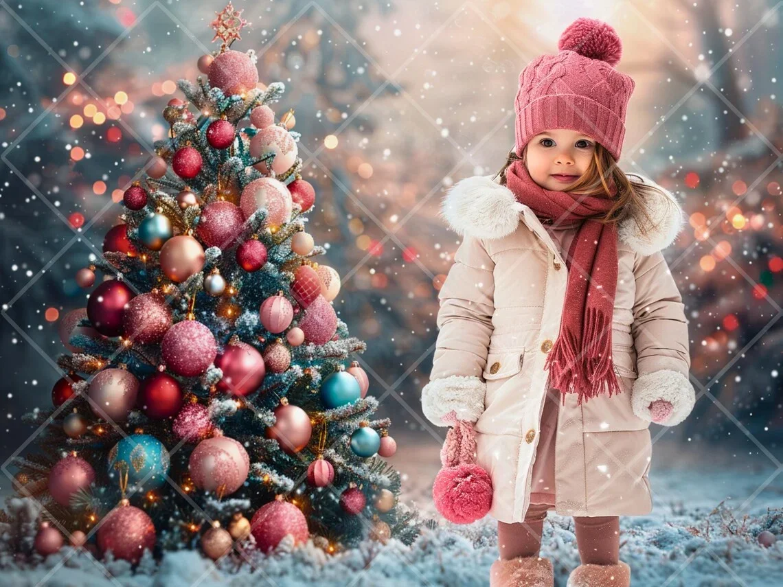 Mehofond Photography Background Christmas Forest Winter Wonderland Xmas Tree Kids Family Portrait Decor Backdrop Photo Studio