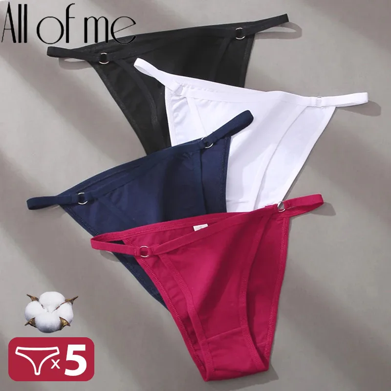 5PCS/Set Sexy Underwear Cotton Panties Women Lingerie Female Underpants Hoop Design Waistband Briefs Intimate Bikini Panty Woman