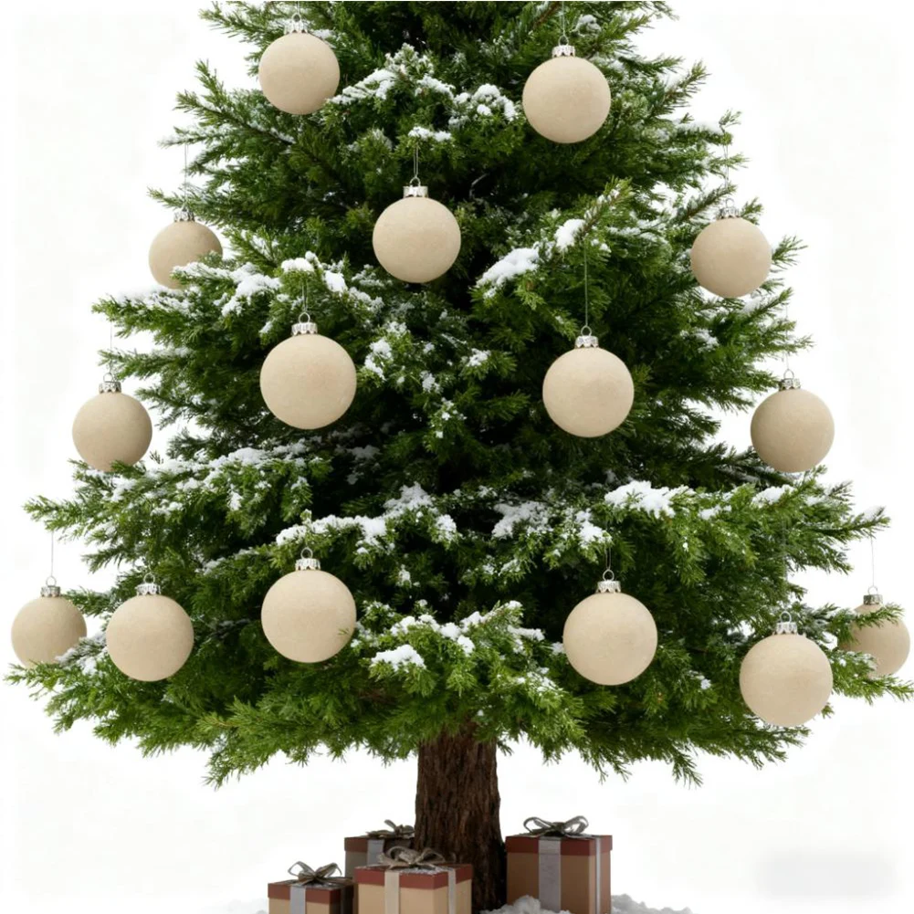 12pcs Velvet Flocked Christmas Ball Ornaments, Plastic Hanging Decor for Holiday Tree, Xmas & Valentine's Decorations, 2.4 Inch - Image 3
