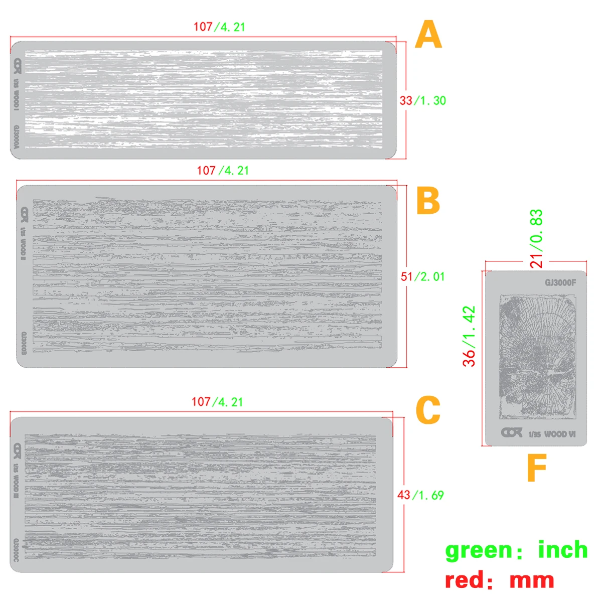 Modellbausatz Malwerkzeuge Wiederverwendbare Metall-Hohlschablone für Airbrush-Spritzlackierung Natürliche Holzmaserung Multi-Skala – Detail 3