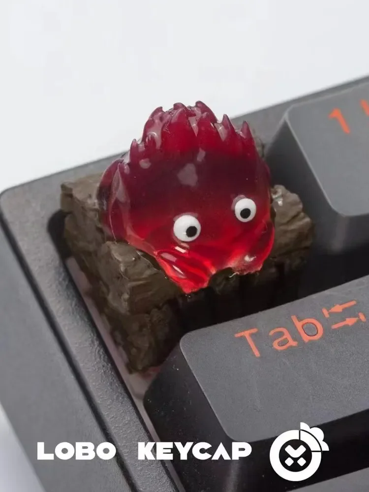 Resin Made Customized Kawaii Calcifer Keycap for Mechanical Keyboard Cartoon Design Office Gamer