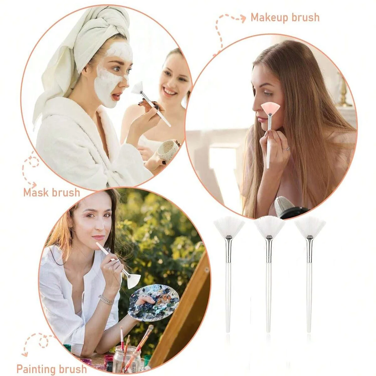 Weiche 10-teilige flauschige Make-up-Pinsel – Gesichtsmasken-Applikator und Gesichtsfächer-Pinsel für Frauen und Mädchen