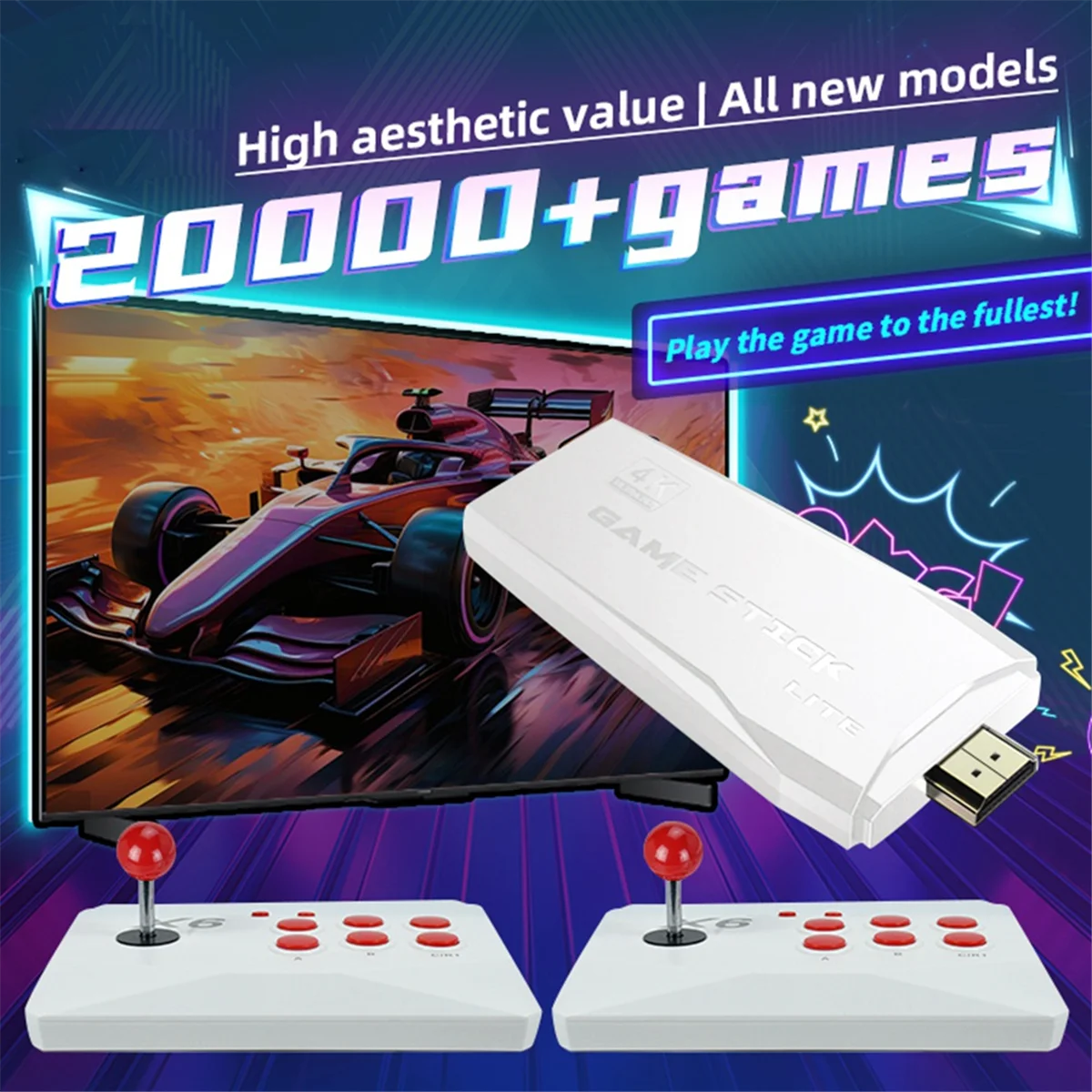 ABJG-X6 Arcade Console Máquina de jogo HD Home Joystick Nostálgico Retro Batalha de dois jogadores com mais que