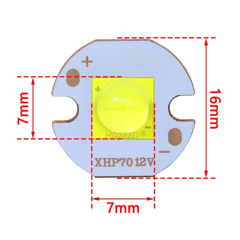 Epileds 7070 20W 12V 6V Led replace MKR XHP70 XHP50 LED Emitter Cool White 6500K LED Diode Chip Light with 20mm Copper PCB