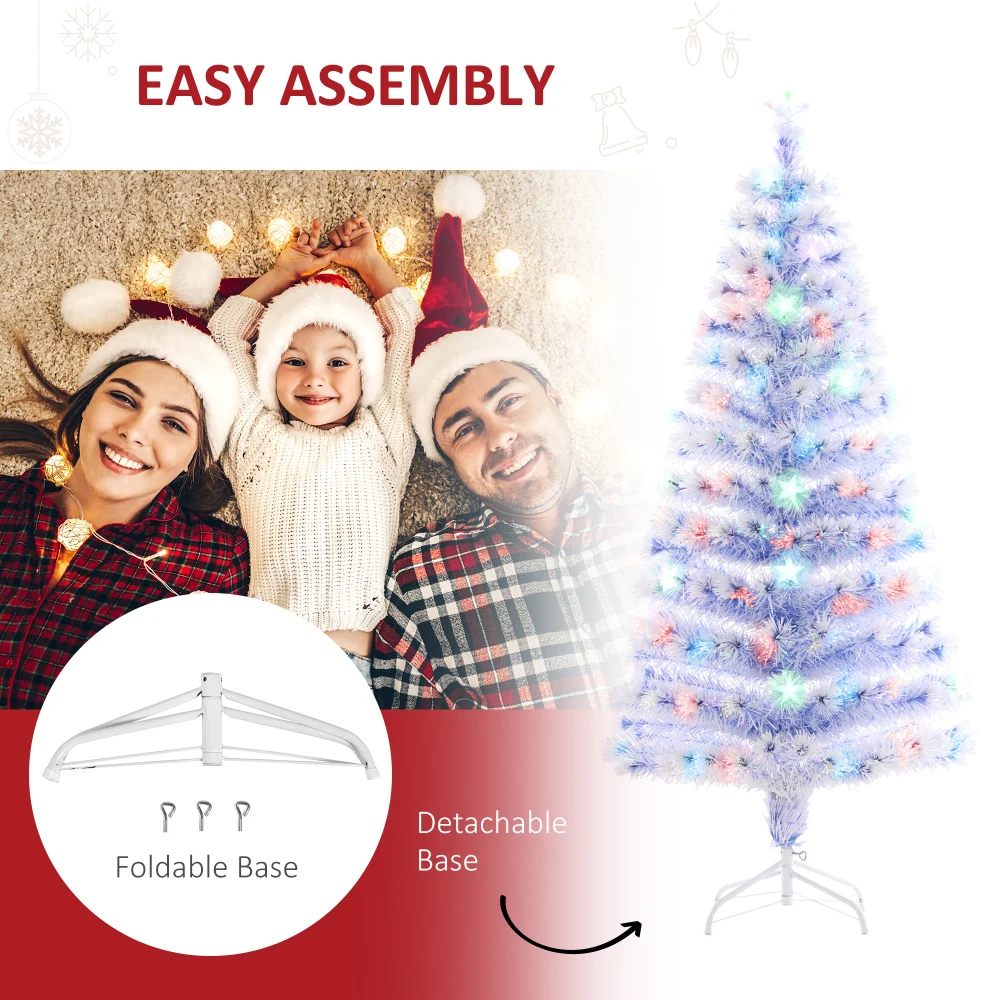 5ft Fir Artificial Christmas Tree Multi-Color LED Lights,Collapsible Metal Bracket Indoor Office Home Party Holiday Decorations