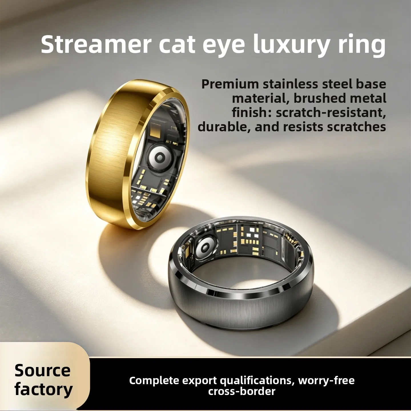 New multi-functional smart ring solid color heart rate blood oxygen sleep monitoring sports waterproof Huaqiangbei health ring