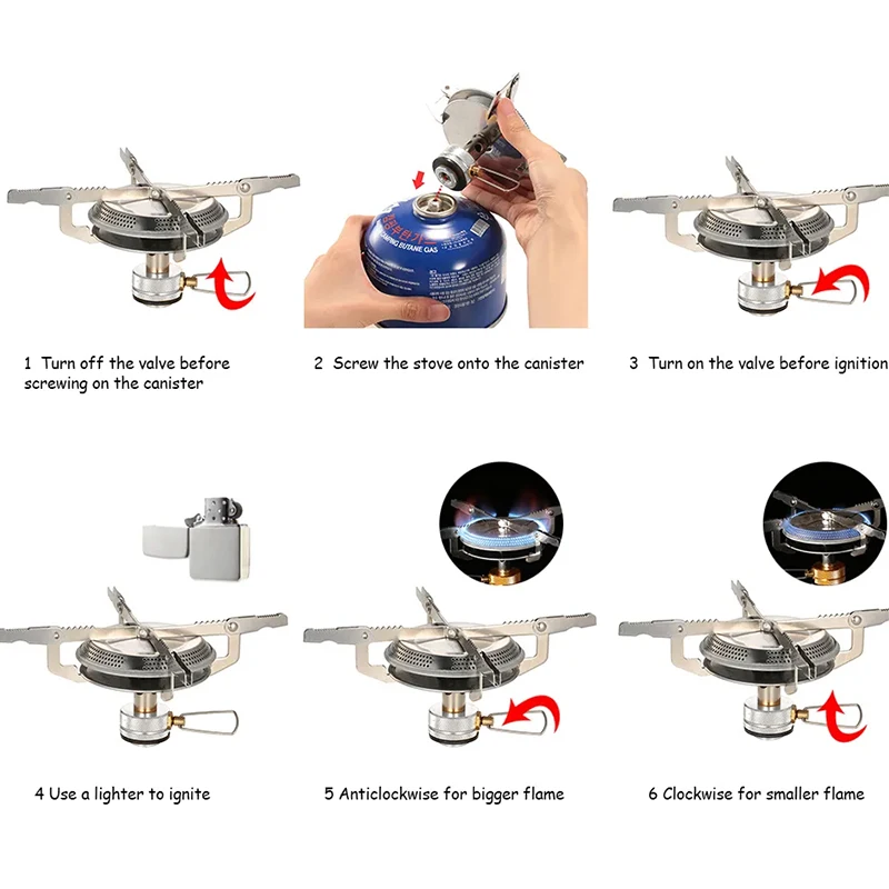 PACOONE Outdoor Camping Gas Stove Folding integrated stove head Ultralight Stove Burner for Hiking Picnic Cooking Stoves Furnace