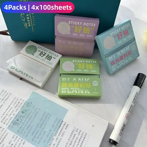 4 Packs 400 Sheets Writable Sticky Tabs Book Tabs Page Markers Translucent Sticky Note Tabs Stick Tabs Annotation Tabs Index