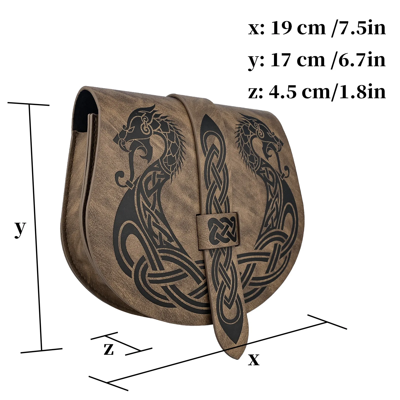 Retro Portable Belt Bag Travel Gear Waist Packs Viking Embossed Langskip Belt Pouch Medieval Leather Flap Saddle Side Purses