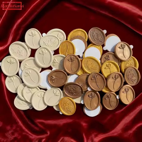 Custom Wax Seal Stickers - Personalized Logo/Initials Self-Adhesive Oval Wax Seals for Wedding Invitations &amp; Brand Packaging