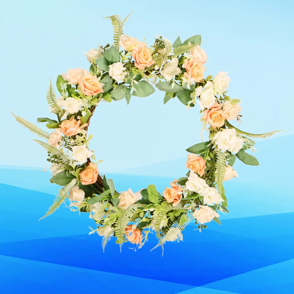 

30Cm Artificial Rose Hanging Garland Decorative Wall Door Wedding Ornament Home Party Backdrop Iron Ring Wreath