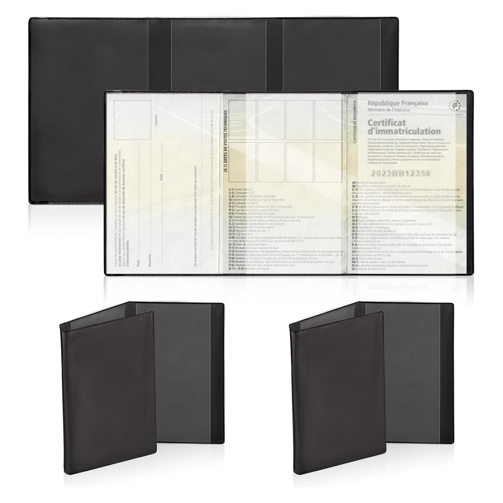 Gray card pocket package and registration Protection cover insurance-plastic transparent pouch for Motorbike Car Documents (1/2, black)