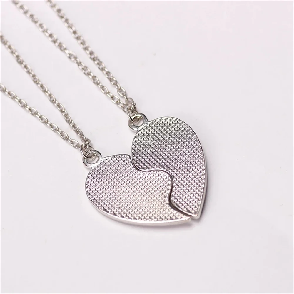 2 Piece Set Sisters Necklace For Women Heart Shape Letter Rhinestone Black Pink Pendant Lady Glamour Alloy Jewelry BFF Gifts