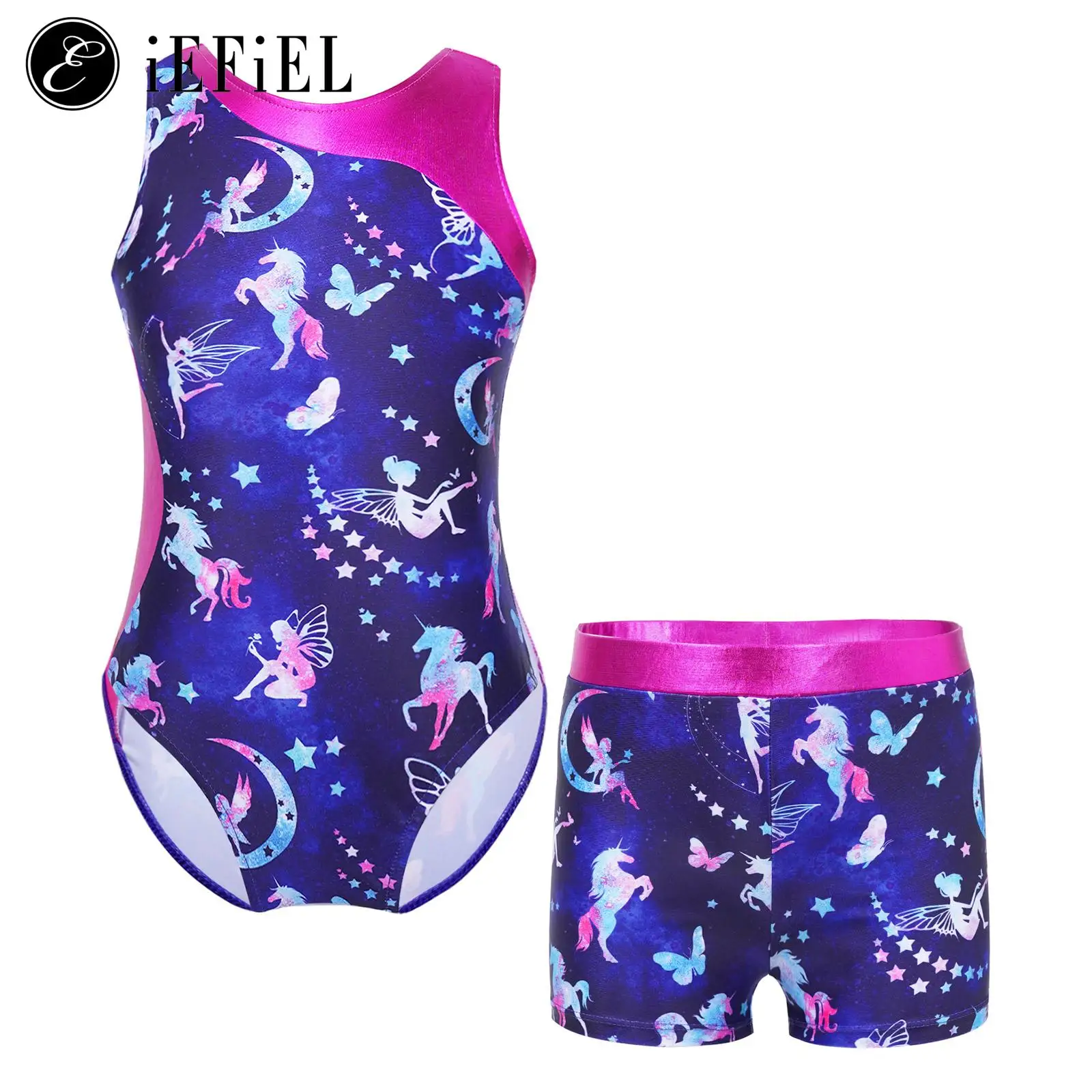 

Girls Gymnastics Leotard Shorts Sets Ballet Dance Outfit Tumbling Sports Training Biketard School Uniform