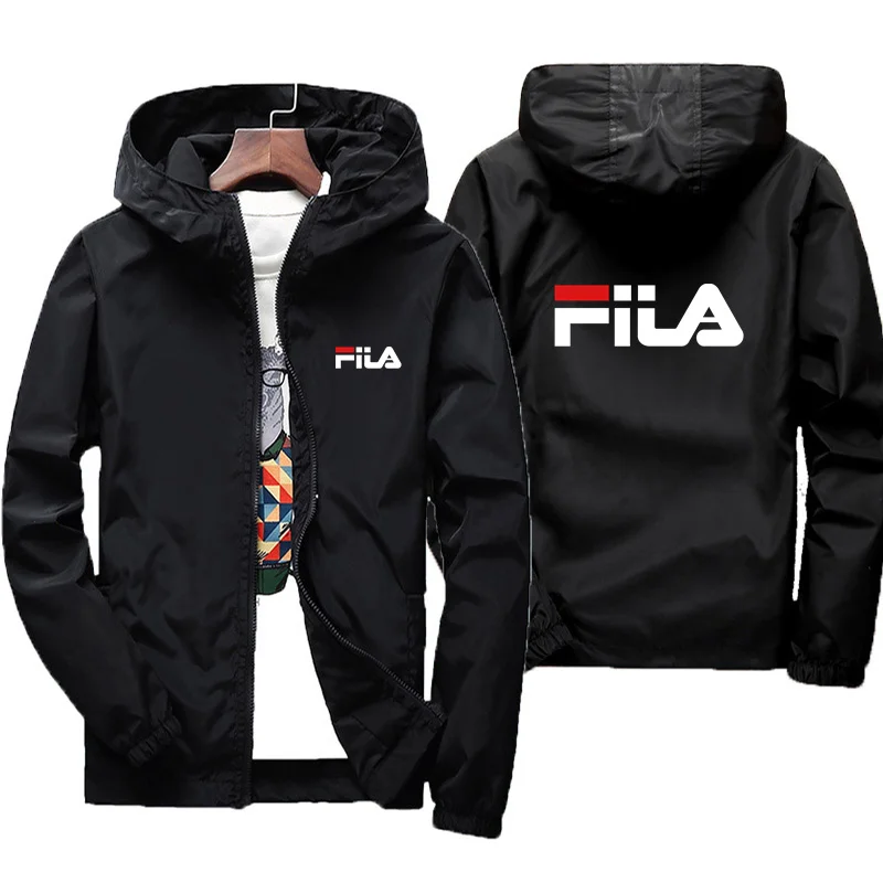 

Spring Autumn New Fashion Men Printed Zipper Hooded Coat Windproof Waterproof Outdoor Casual Sports Jacket
