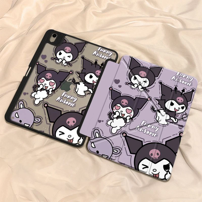 

Sanrio Kuromi Kawaii Cute New 3+y Fold ipad 11th Generation Case 2025 Air7 Acrylic Anti-bend pro11 inch Nymphomaniac Kurumi