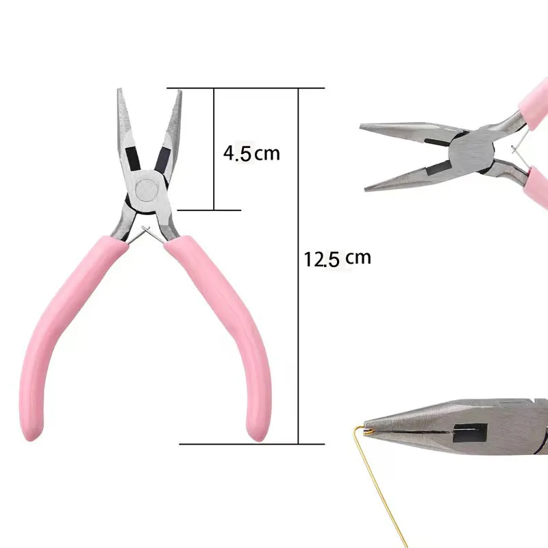 Portable Metal Pliers Tool Set Jewelry Making Round Nose Plier Tweezers Kit for Handcrafts Beading Sewing DIY Supplies