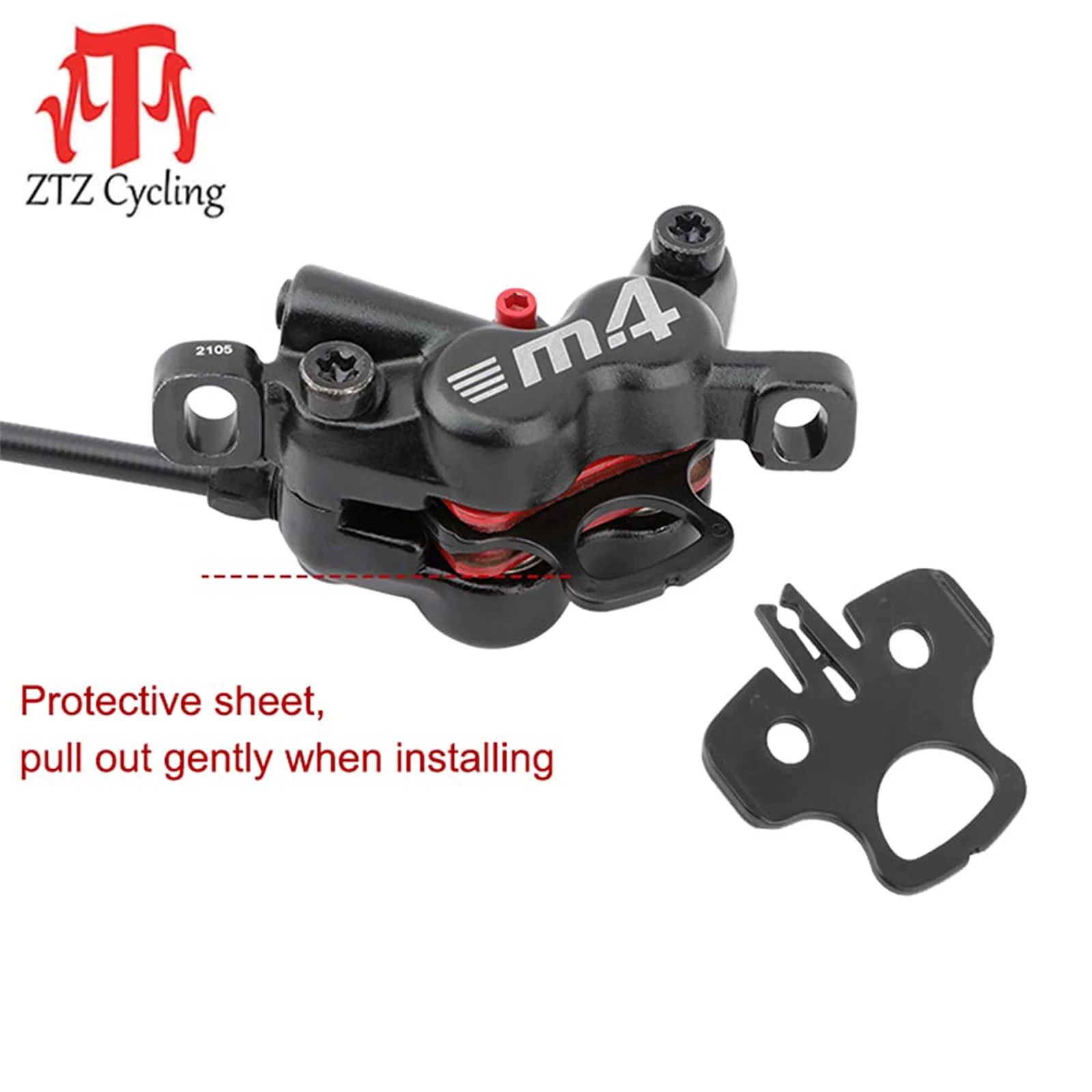 

ZTZ MTB Hydraulic Disc Brake Set, Hydraulic Disc Brakes, Left Rear/Right Front, Four-Piston Bicycle Brakes PM/is Adapter Fit