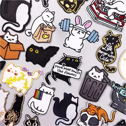 Cartoon Rainbow Cat Embroidered Patches on Clothes DIY Animal Applique Clothing Thermoadhesive Patches For Clothing Stickers