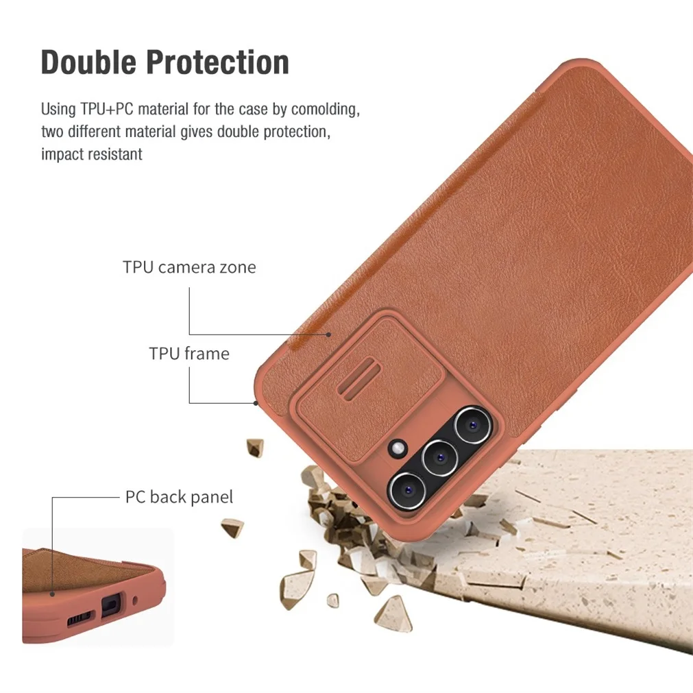 Flip Case For Samsung Galaxy A54 5G Nillkin QIN Leather Flip Cover Slide Camera Card Pocket Book Case For Samsung A54 Phone Bags