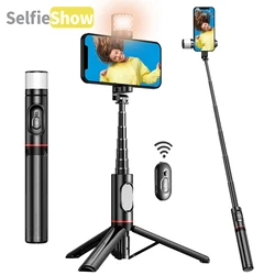 Selfieshow Q12sWireless Bluetooth Phone Telescopic Fill Light Tripod Selfie Stick Stabilizer for Huawei iPhone 13 Android Xiaomi