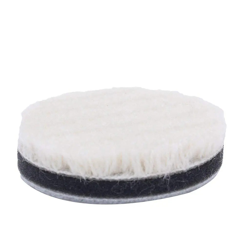3 Pcs Wool Felt Sponge Polishing Pad 3 Inch Hook and Loop Buffing Wheel Fine Polishing for Polishing Orbital Polisher Buffer