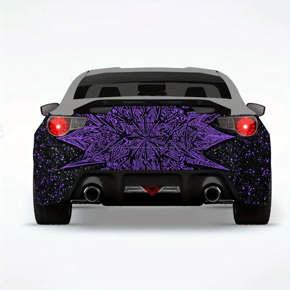 رمز أرجواني غامض في السماء المرصعة بالنجوم، ملصق فينيل لخلف السيارة، ملصقات فينيل ذاتية اللصق مقاومة للماء لذيل السيارة وB #3