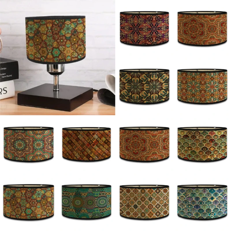 1pcs Mandala Style LampShade Vintage Bamboo Lamp Cover Floral Pattern Table Floor Lamps Pendant Light Cafe Home Homestay Decor