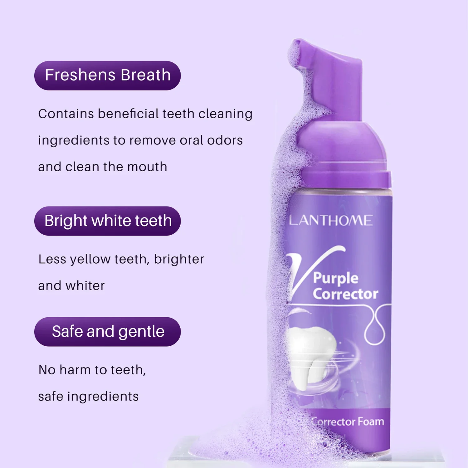 Mousse de blanchiment des dents violette V34, 10 pièces, nettoyage en profondeur, élimination des taches, réparation, tons jaune vif, dentifrice, sérum correcteur de couleur