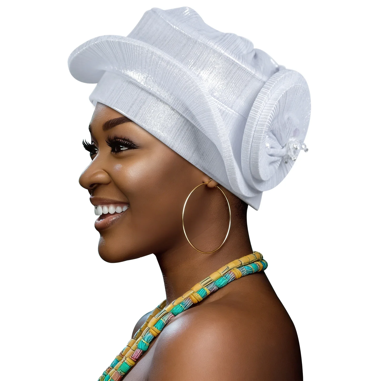 Novedosa Boina Espiral para Mujer, Turbante Africano Auto Gele, Pañuelo para la Cabeza de Dama, Boinas Femeninas, Turbante Nigeriano, Accesorio para la Cabeza para Bodas y Fiestas