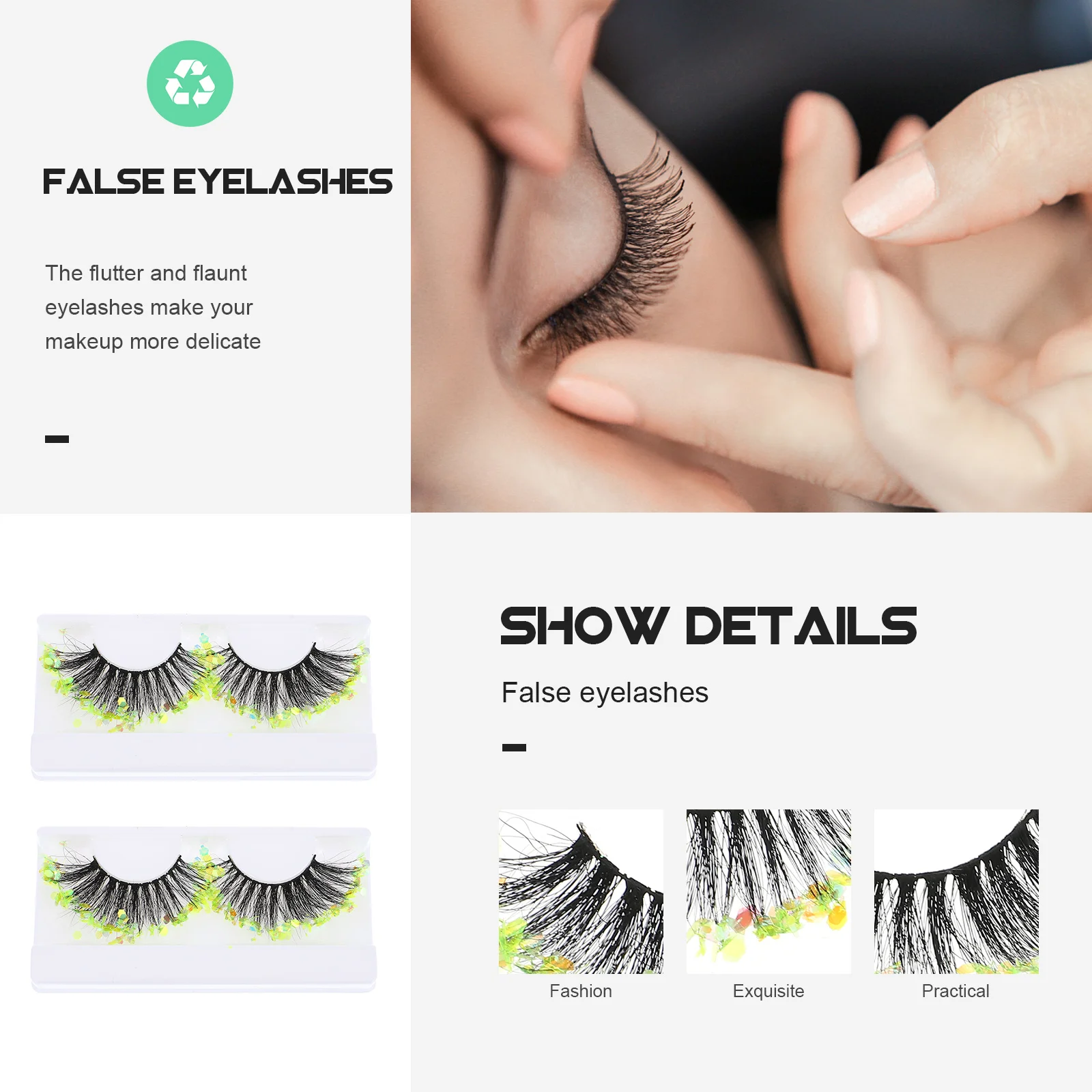 2 أزواج ثلاثية الأبعاد الترتر الرموش تمديد رموش اصطناعية حفلة العين الديكورات ماكياج الترتر الرموش الصناعية النساء العين اكسسوارات #1