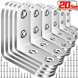 Stainless Steel L Shaped Corner Brace Metal L Right Angle Connector Brackets for Furniture Cabinet Support Frame Shelf Fasteners