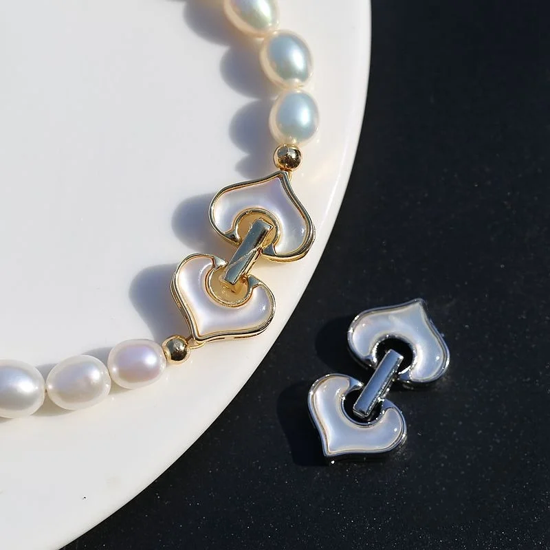 

Цельная позолоченная медь с перламутровым сердцем, жемчужное ожерелье, застежка, материалы для самостоятельного изготовления ювелирных изделий, аксессуары, оптовая продажа