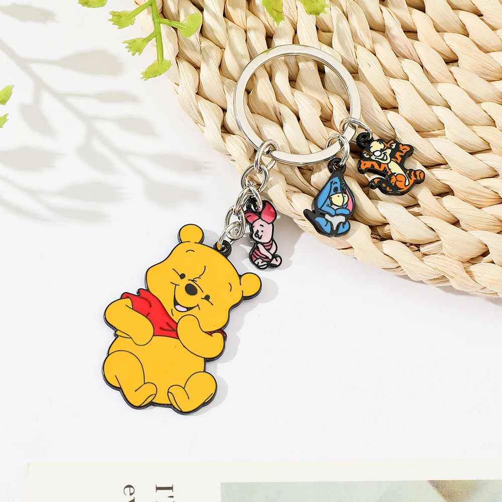 Disney pooh urso chaveiro bonito doce dos desenhos animados winnie chaveiro meninas mochila pingente jóias acessórios presente