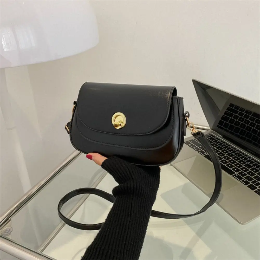 Luxury Sense PU Leather Saddle Bag Fashion Design Korean Style Women Handbag Shoulder Bag Girls