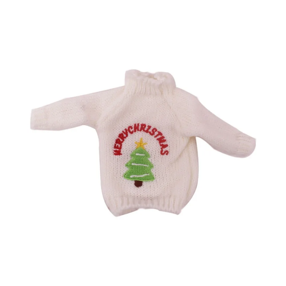 Suéter de invierno para muñecas Barbie, ropa de muñeca con patrón de árbol de Navidad de felpa, accesorio de juguete de elfo, ropa de punto cálida, regalos de cumpleaños