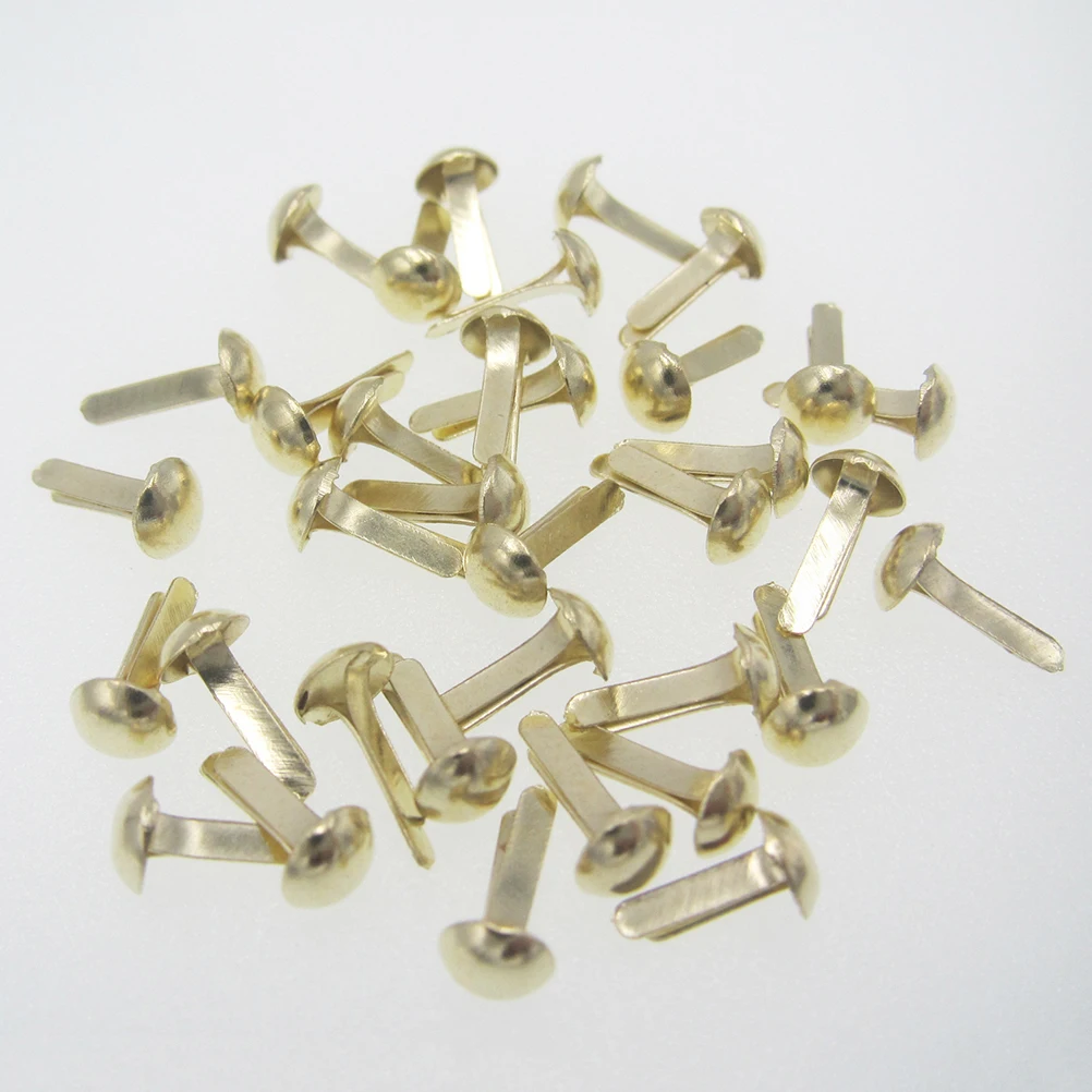 

200pcs Metal Paper Fasteners Office Crafts Decorative Round Head Two Leg Nails Waterproof Anti Rust Storage Box