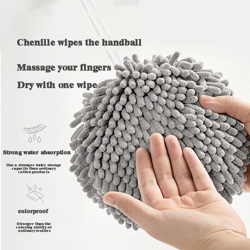 

Chenille Hand Ball Absorbent Non-shedding Non-fading Soft Bathroom Kitchen Quick Dry Hand Towel Student Back-to-school Supplies