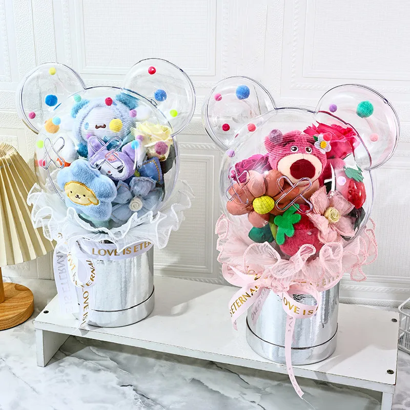 Sanrio Kawaii Anime Cinnamoroll Kuromi Pochacco Plush Doll Flower Bouquet Cartoon Girls Valentine's Day Graduation New Year Gift