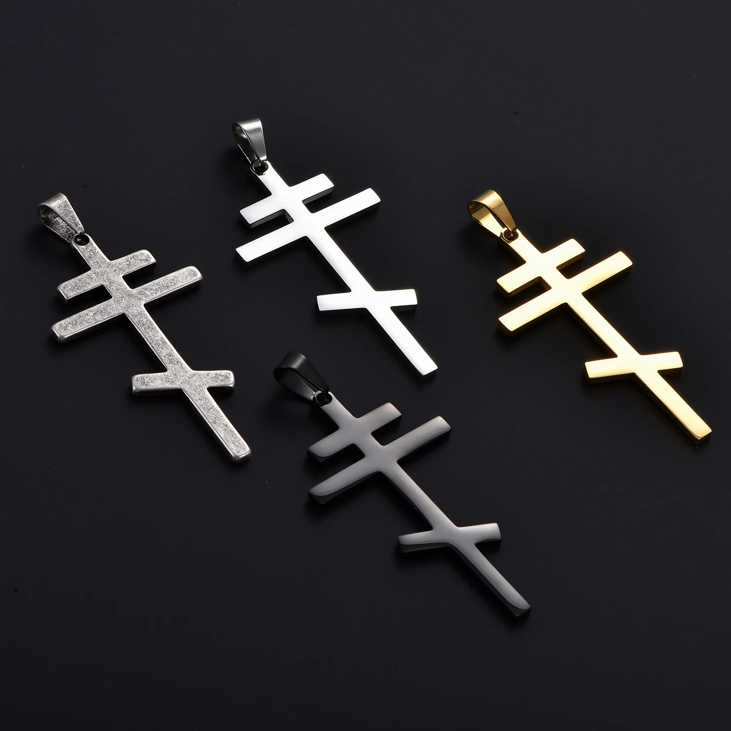 Vintage-Katholisches Kreuz Edelstahl-Anhänger Christliches Amulett Trendige Party-Halskette Schmuck für Männer und Frauen – Detail 5