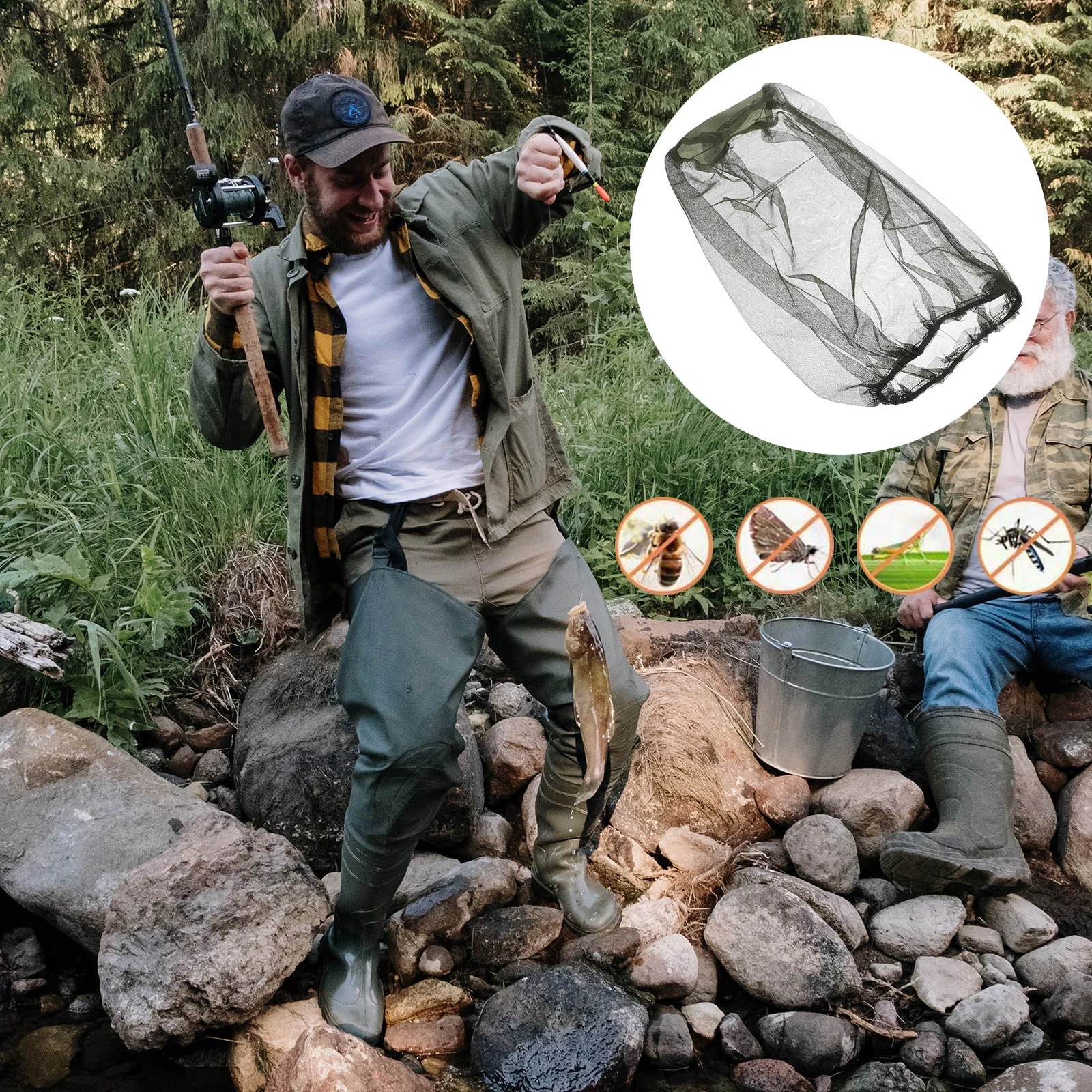 

6 Pcs Mosquito Net Gauze Protector Outdoor Camping Fishing Hiking Lightweight Ventilation Anti Insect Bite Face for Men